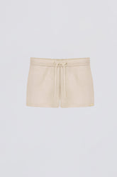 Brushed Jersey Elasticated Mini Shorts in Ecru